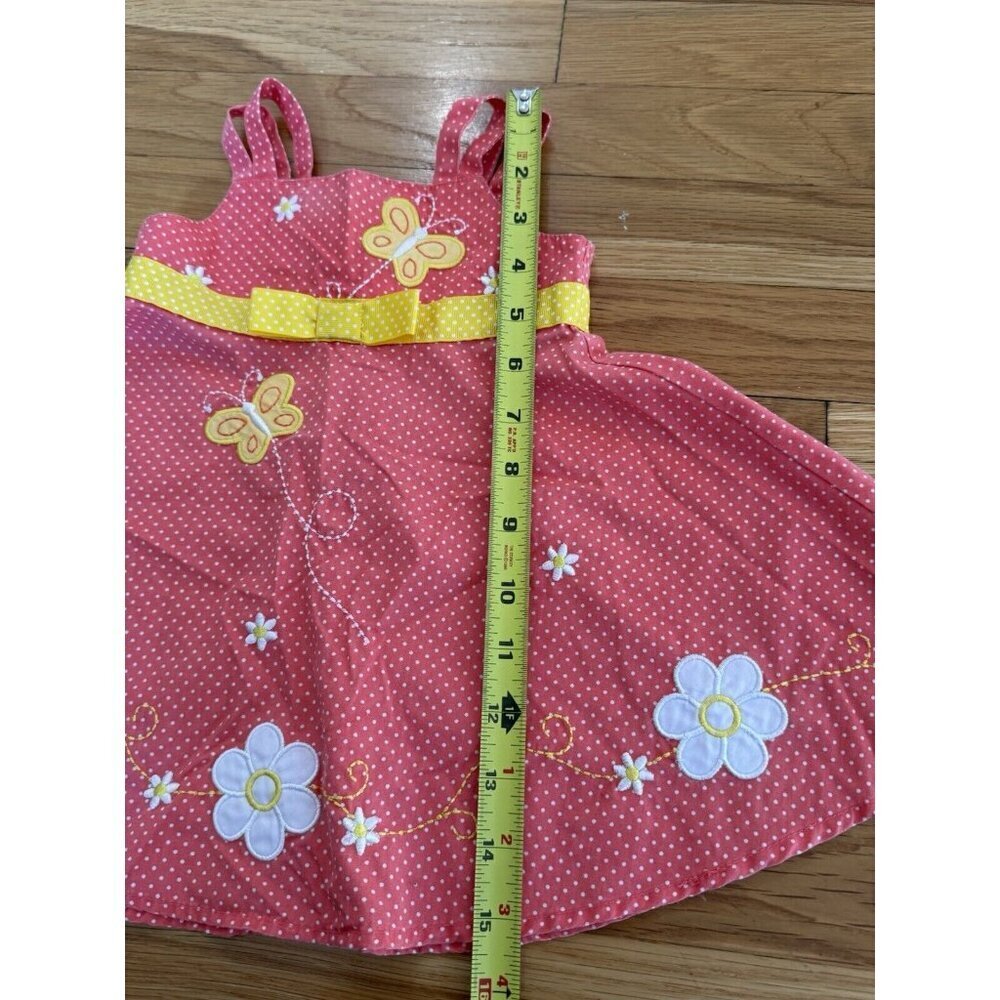 BLUEBERI BOULEVARD 12 Months Girls Sundress Coral w/ Flowers & Butterflies EUC‌ - Picture 4 of 9